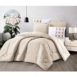 طقم لحاف مفرد موريلا صيفي وجهين 4 قطع - بيج غامق