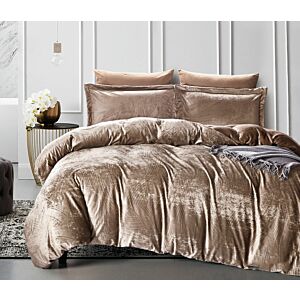 طقم لحاف مخمل جاكار كابيندا - مفرد 4 قطع - بني