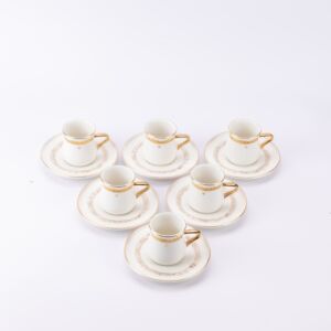 طقم قهوة تركي من اثير - ابيض وذهبي