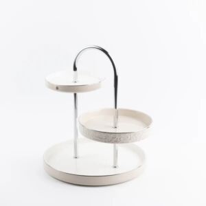 حامل كيك وحلويات 3 طبقات من جوار - بيج وفضي