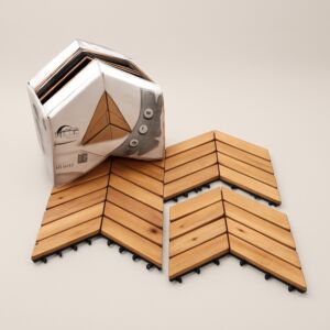 أرضيات  خشب 12 قطعة مثلثة الشكل بني فاتح 