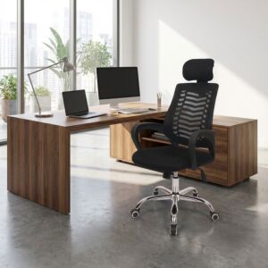 كرسي مكتب قابل لتعديل الارتفاع فيزار - اسود