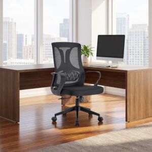 كرسي مكتب قابل لتعديل الارتفاع لافا - اسود