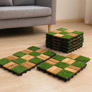 أرضيات عشب صناعي خشب مربعات 12 قطعة 120 سم