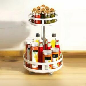 رفوف تنظيم حديد دورين دائري اللون ابيض 