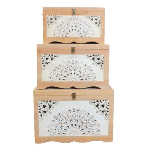 طقم صناديق خشب مارلين - خشبي وابيض