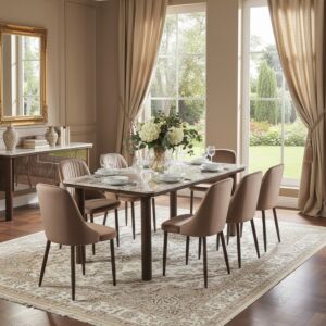 طقم طاولة طعام ميرنا 8 اشخاص رخام - بني