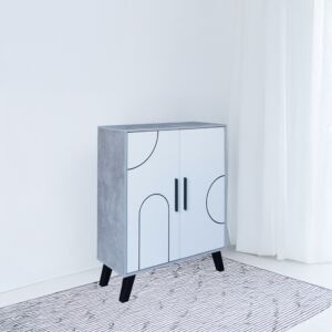 خزانة أحذية بابين خشب ماليزي - أبيض ورمادي