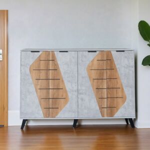 خزانة أحذية قسمين 4 أبواب مارل - رمادي وبيج