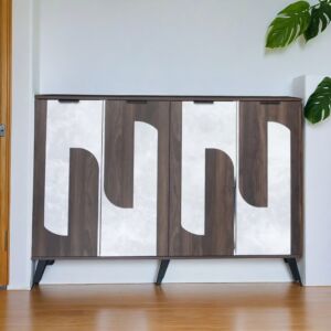 خزانة أحذية قسمين 4 أبواب فولتا - بني ورمادي