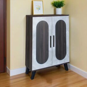 خزانة أحذية بابين خشب ماليزي سيرجي - بني غامق ورمادي