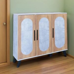 خزانة أحذية 3 أبواب خشب ماليزي فيودور - رمادي وخشبي