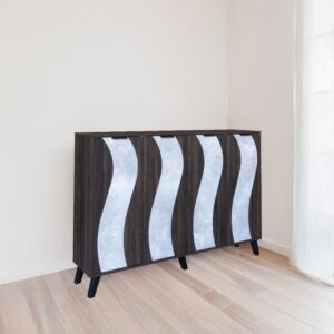 خزانة أحذية 4 أبواب خشب ماليزي 160 سم ديمير - بني ورمادي