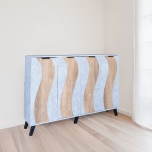 خزانة أحذية 4 أبواب خشب ماليزي 160 سم ديمير - رمادي وخشبي