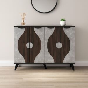 خزانة احذية 4 ابواب - بني غامق ورمادي