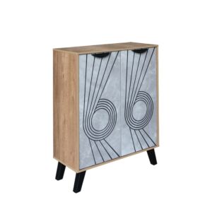 خزانة أحذية بابين خشب ماليزي لوران - خشبي ورمادي