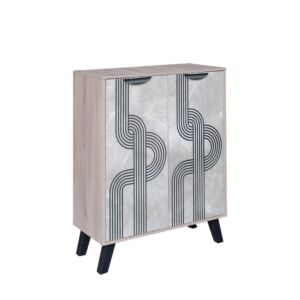 خزانة أحذية بابين خشب ماليزي لاروز - رمادي وبيج