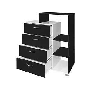 وحدة تخزين وتنظيم رفوف وأدراج خشب ماليزي اسود وابيض