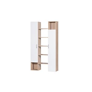 وحدة تخزين رفوف وأدراج بابين جانبية كيريا بيج وابيض