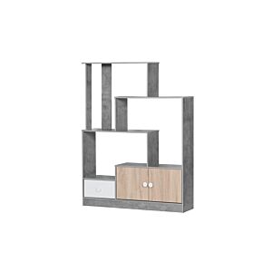 وحدة تخزين مدخل رفوف وأدراج كتب بوناي رمادي ومتعدد الالوان