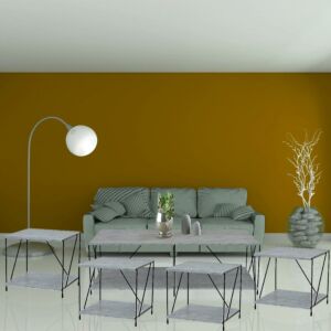 طقم طاولات انتوني 5 قطع خشب ماليزي متعددة الإستخدام رمادي 