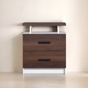 كومودينو درجين ورف علوي خشب ماليزي كارتر - بني وأبيض