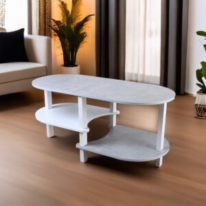 طاولة قهوة بيضاوية 3 أدوار لورا - رمادي