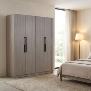 دولاب ملابس 4 أبواب رينول - رمادي