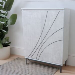 خزانة أحذية بابين خشب ماليزي جراند - رمادي