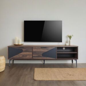 طاولة تلفزيون خشب ماليزي اللون 160سم - بني وأسود