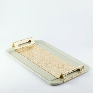 صينية تقديم حديدية من اصالة - بيج وذهبي