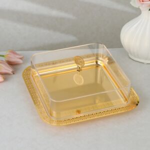 طبق تقديم مربع ايلا - ذهبي