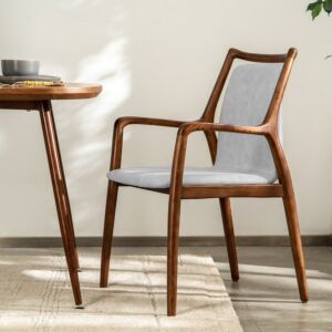 كرسي طعام مانفل - رمادي فاتح وبني 