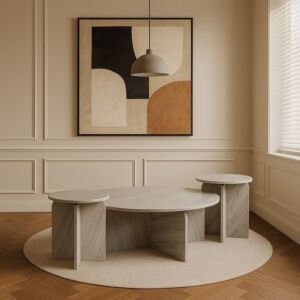 طقم طاولة قهوة وطاولات جانبية رخام طبيعي