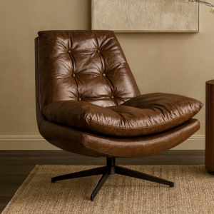 كرسي استرخاء دوار جلد الفا - بني واسود