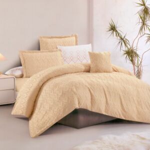 طقم لحاف كينج سادة مطرز استريم لايف 7 قطع تالا - بيج غامق