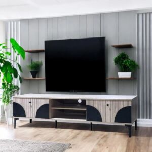 طاولة تلفزيون ماريو 160 سم - خشبي واسود