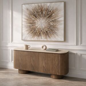 طاولة بوفيه من مجموعة لانو - 3 أبواب - بيج فاتح وبني