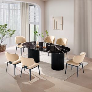 طاولة طعام 8 اشخاص ارجون 210 سم - ابيض واسود