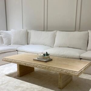 طاولة قهوة رخام ترافنتينو وحجر طبيعي ستايليش