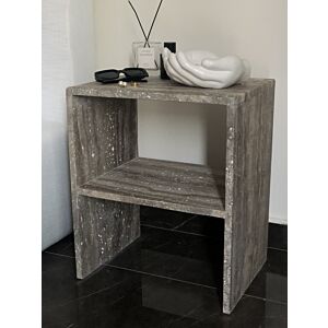 طاولة جانبية مع رف غراي رخام ترافنتينو