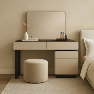 طاولة تزيين مع مرآه سكوالا - بني وبيج 