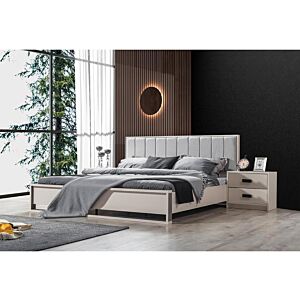 طقم غرفة نوم مزدوج مونتي 5 قطع - أبيض ورمادي