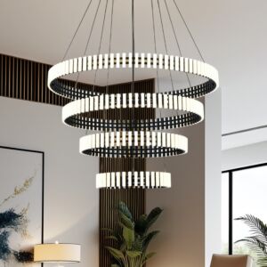 اضاءة معلقة نيوكلاسيك 4 حلقات 160 واط - اسود