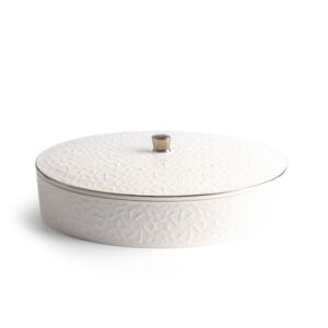 تمرية بيضاوية مع غطاء حجم كبير من كراون - أبيض وأطراف فضي