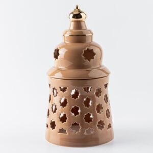 حامل شموع بورسلين من روزيت كبير - برتقالي