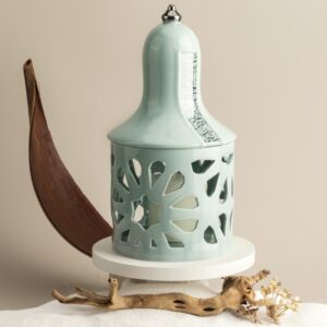 حامل شموع كبير مع غطاء كايلا من نور - ازرق