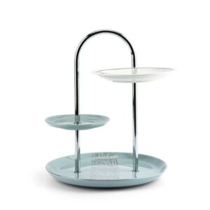 طقم حامل كيك وحلويات 3 طبقات من نور- ازرق