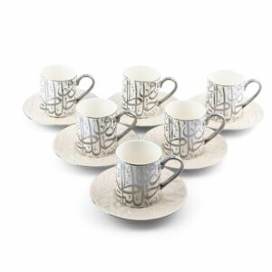 طقم فناجين شاي شاولا - ابيض
