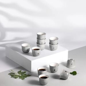 طقم فنجان قهوة سعودية 12 قطعة من نقش - رمادي وفضي